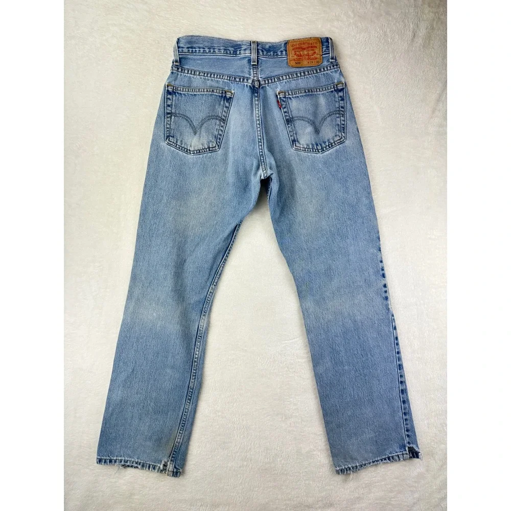 Levis Jeans Mens 505 Regular Fit W29 L30 Blue Denim Straight Leg 100% Cotton